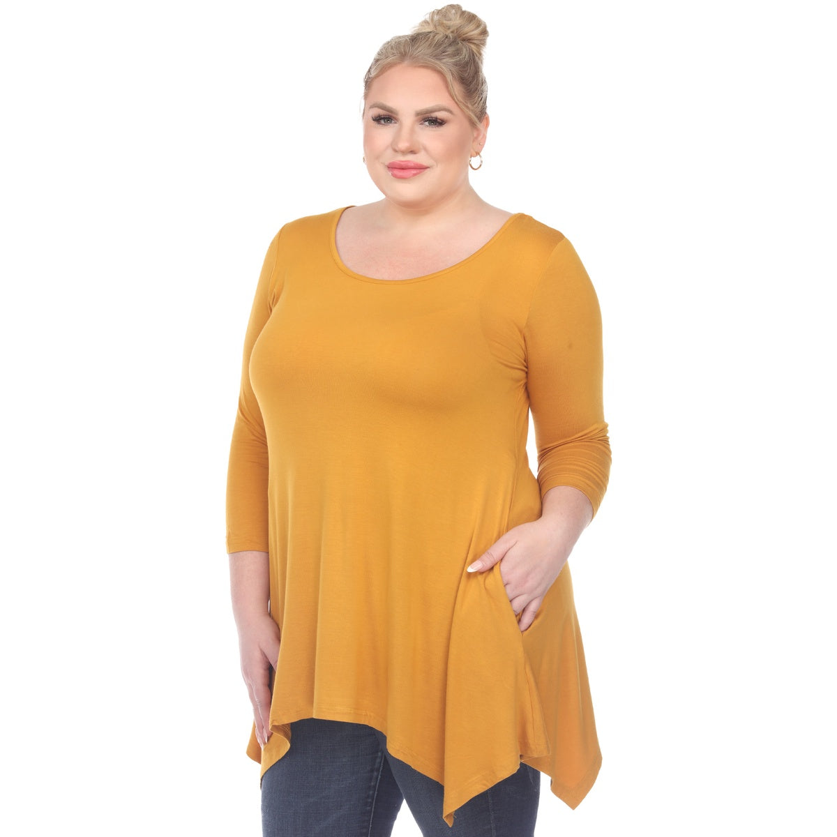  White Mark Plus Size Makayla Tunic Top - 1X - Bonton