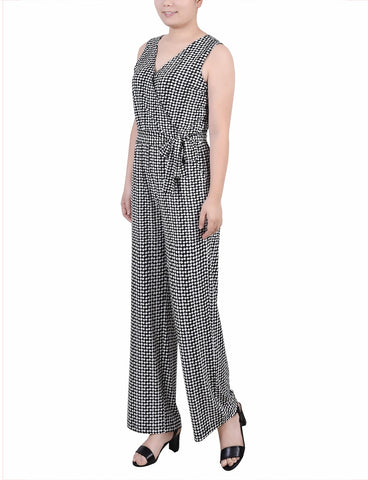 Petite Sleeveless Belted Jumpsuit