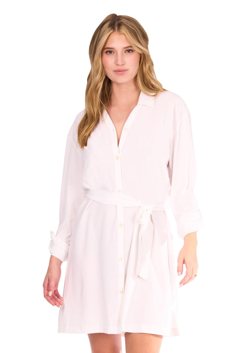  Cabana Life White Button Down Cover Up Dress - XS - Bonton