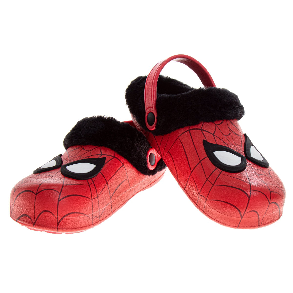  Josmo Marvel Avengers Spiderman Fuzzy Fleece Lined Clogs for Boys Winter Warm Plush Garden Shoes - 11-12 - Bonton