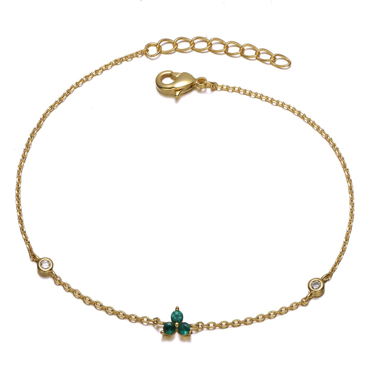  GigiGirl 14K Gold Plated Chain Link Bracelet With Green or Red Cubic Zirconia - Green - Bonton