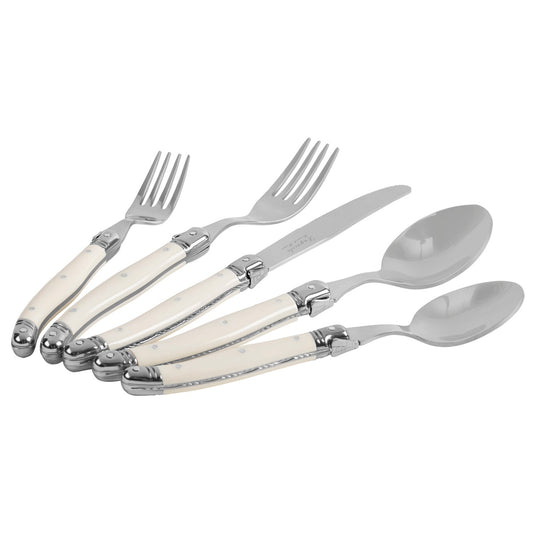 Laguiole Connoisseur 20-Piece 18/10 Stainless-Steel Flatware Set With Ivory-Colored Handles