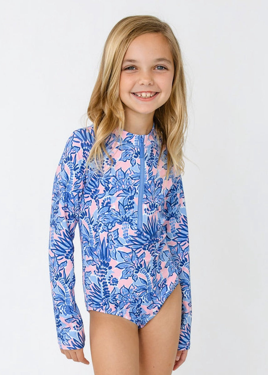  Cabana Life Girls Palm Beach Long Sleeve One-Piece - 4 - Bonton