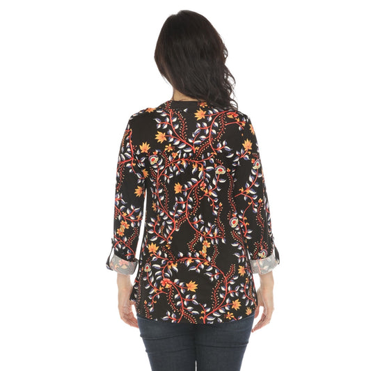 Women's Paisley Button Front Tunic Top