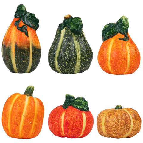 6pc Fall Harvest Ceramic Pumpkins Decoration Set