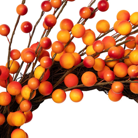Artificial Berries Fall Harvest Twig Wreath - 14" - Orange and Red - Unlit