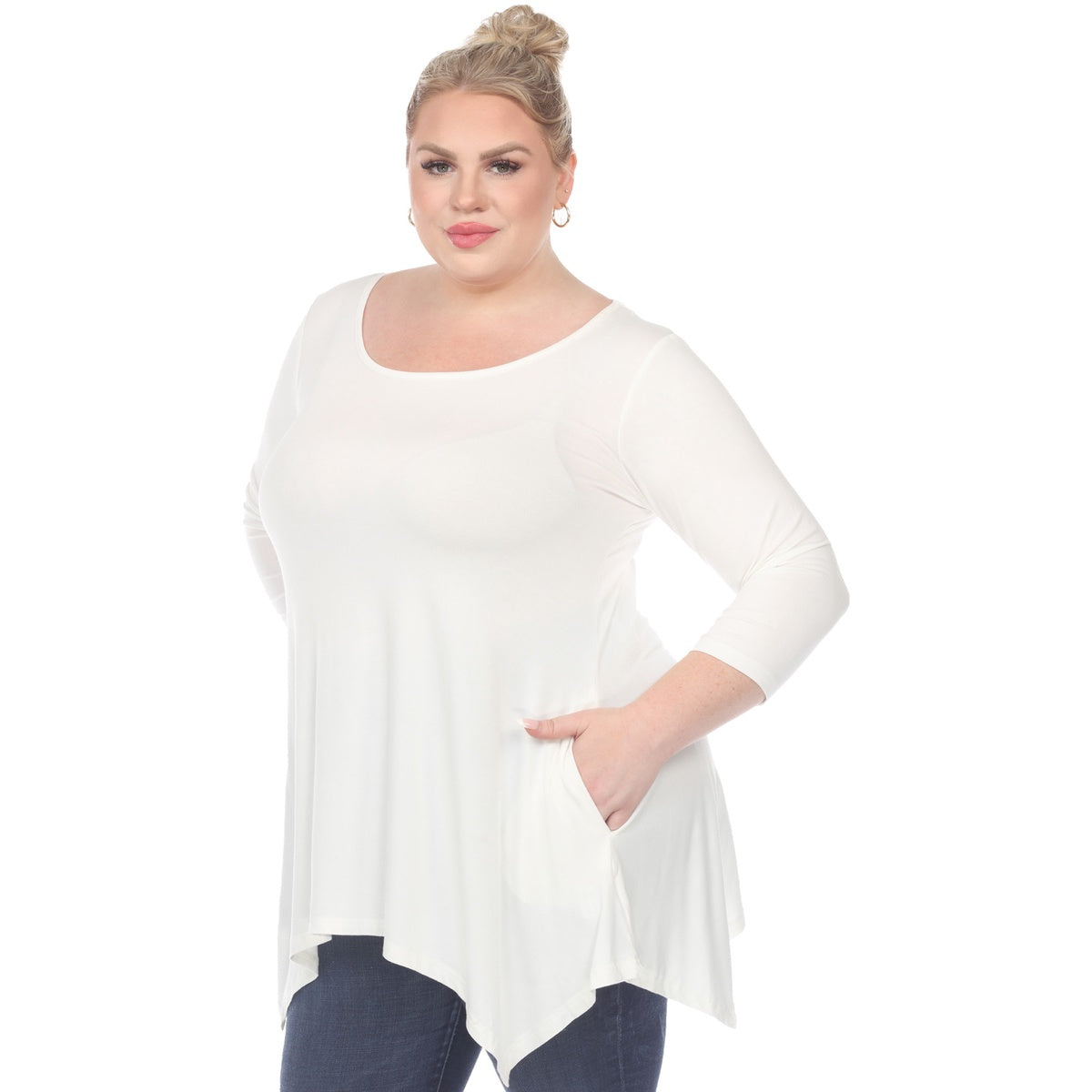  White Mark Plus Size Makayla Tunic Top - 1X - Bonton