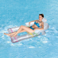 62" Clear Inflatable Swimming Pool Float Lounger With Backrest