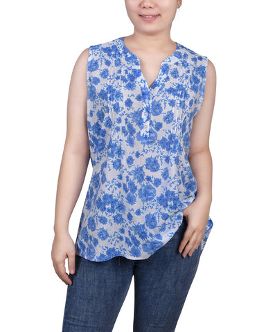 Sleeveless Pintucked Blouse