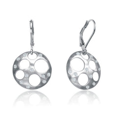 .925 Sterling Silver Cubic Zirconia Bubble Brushed Earrings