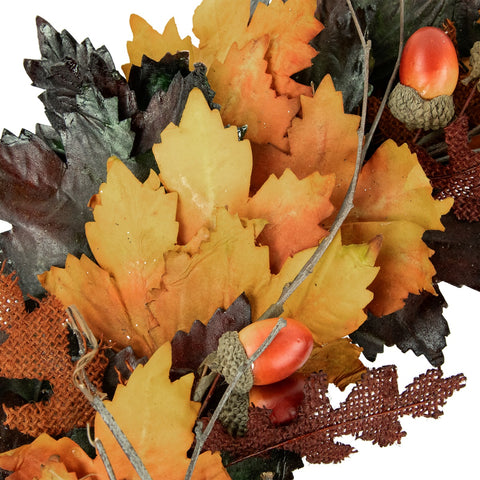 Brown and Green Autumn Harvest Artificial Leaves Wreath - 20 Inch  Unlit