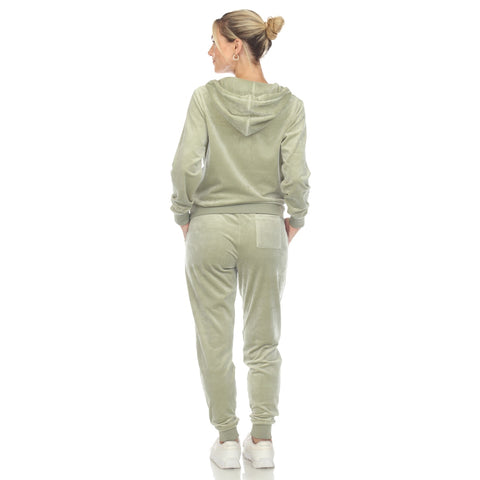 Women's 2 Piece Velour Tracksuit Set