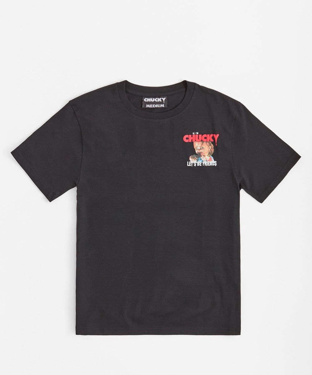  Reason Clothing Chucky Lets Be Friends Back Print Short Sleeve Tee - Black - BLACK - Bonton