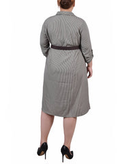 Plus Size 3/4 Roll Tab Sleeve Shirtdress