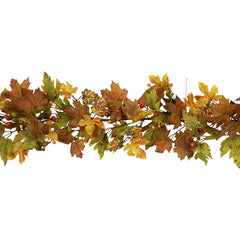 5' X 8" Maple Leaves and Berries Artificial Fall Harvest Garland  Unlit