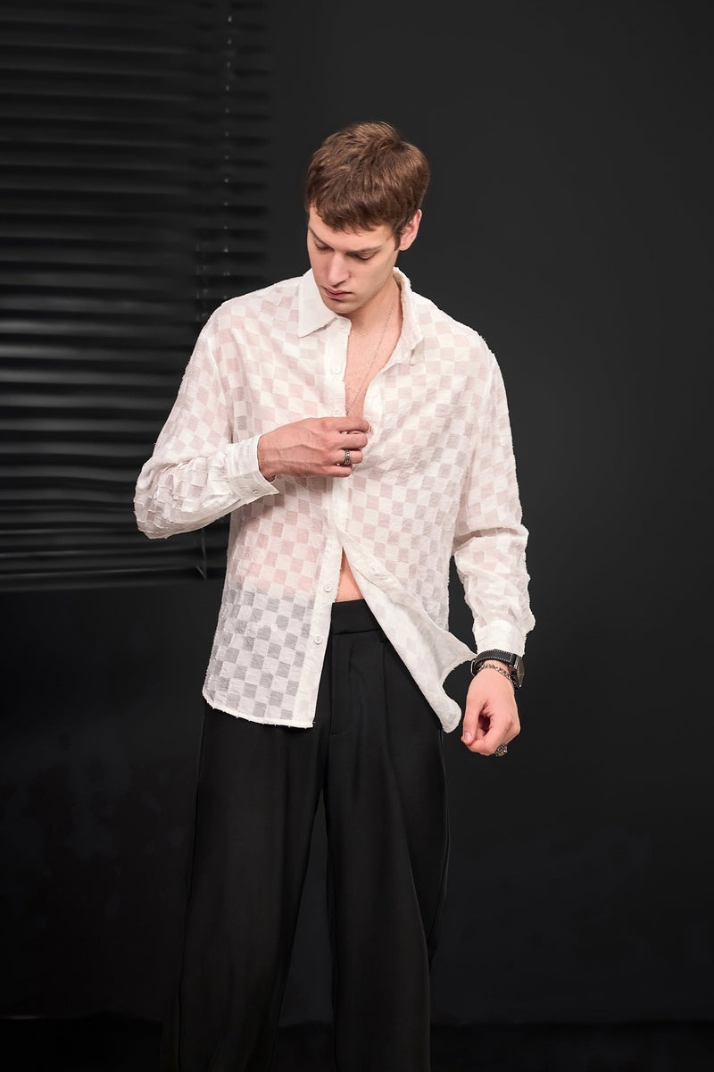  Barocco Haven Textured Long Sleeve Shirt WHITE - WHITE - Bonton