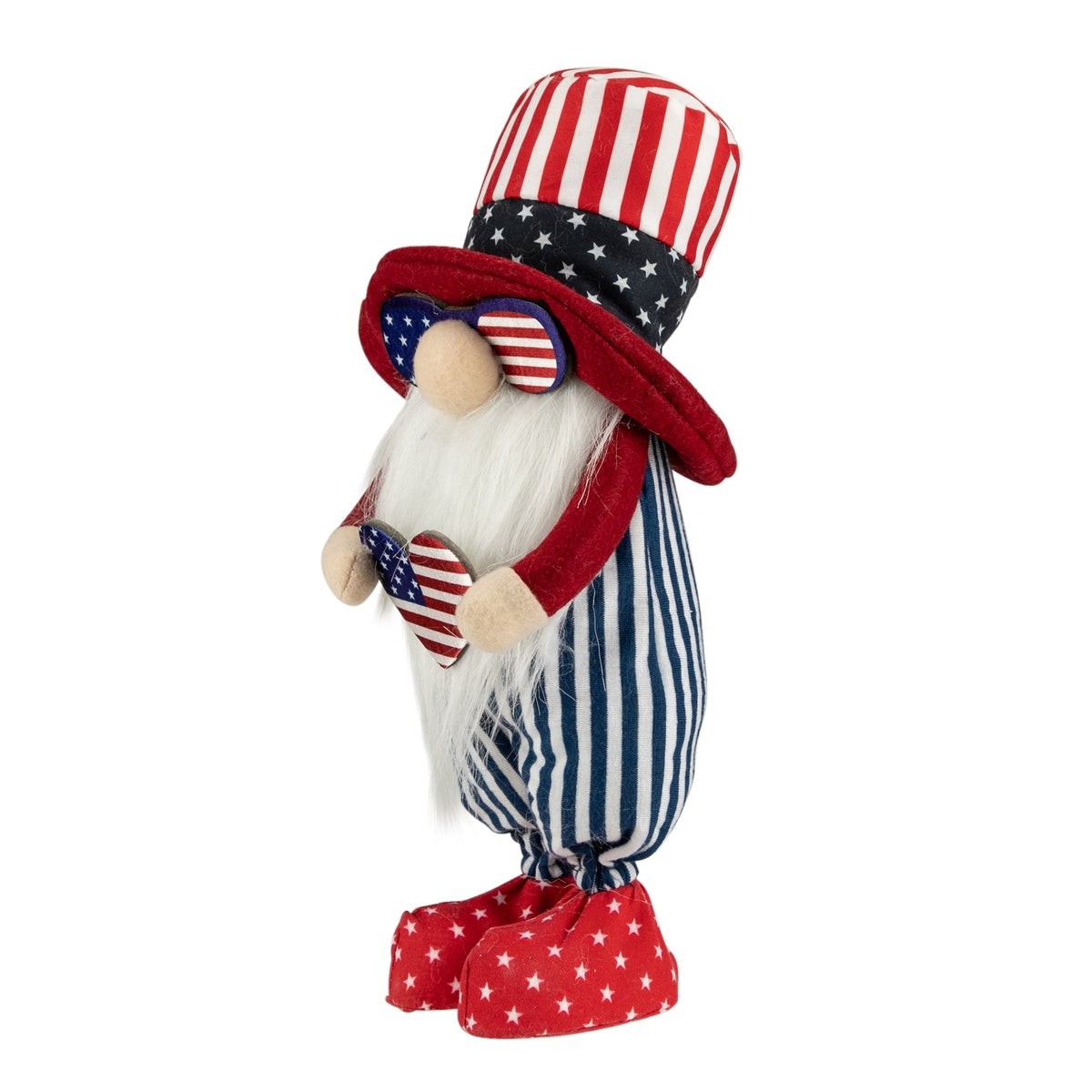  Northlight Patriotic Gnome With American Flag Heart - 12.25