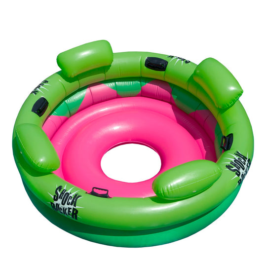 75" Bright Green and Pink Inflatable Shock Rocker Swimming Pool Float