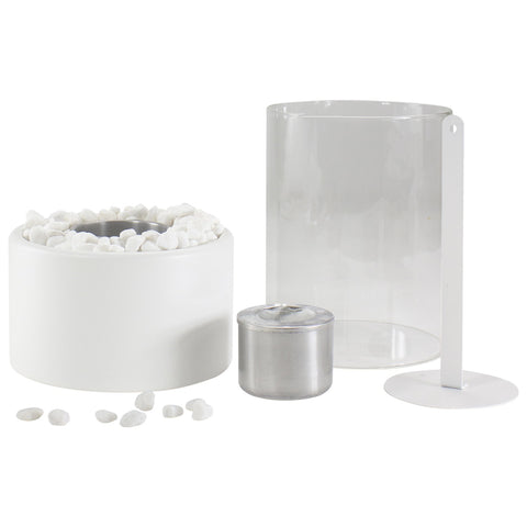 Bio Ethanol Round Portable Fireplace With Base - 10.5" - White