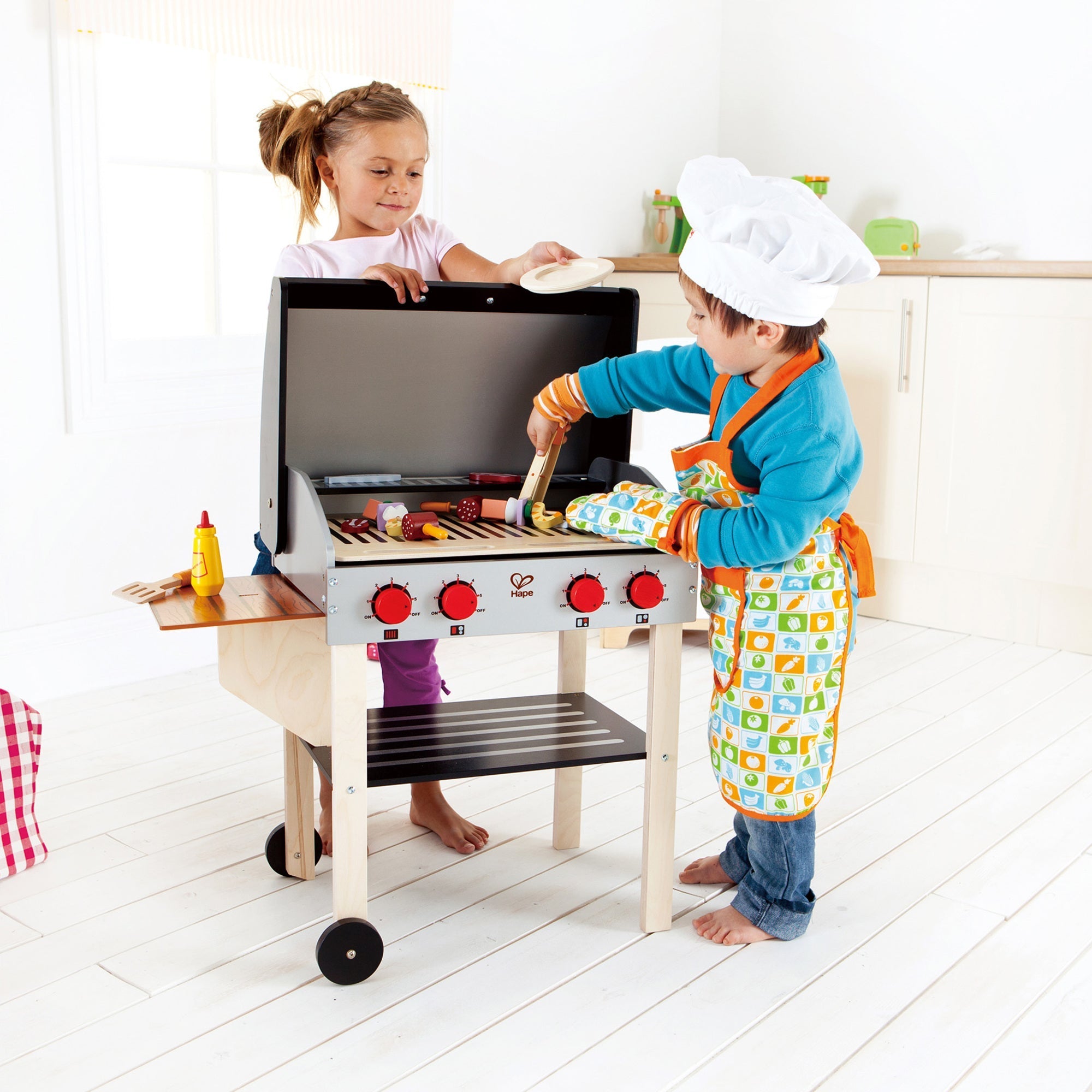  Hape Hape Gourmet Grill Wooden Play Kitchen & Food Accessories - Multi - Bonton