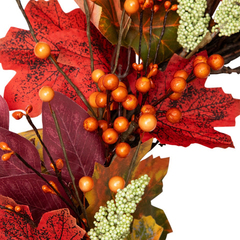 Leaves and Berries Artificial Fall Harvest Wreath - 20-Inch  Unlit