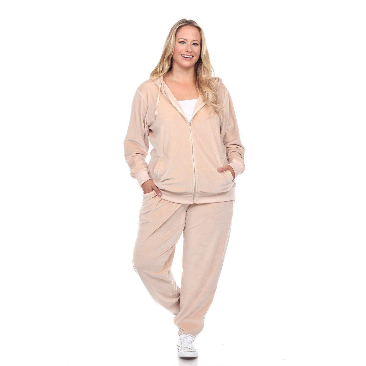  White Mark Plus Size 2 Piece Velour Tracksuit Set - 1X - Bonton