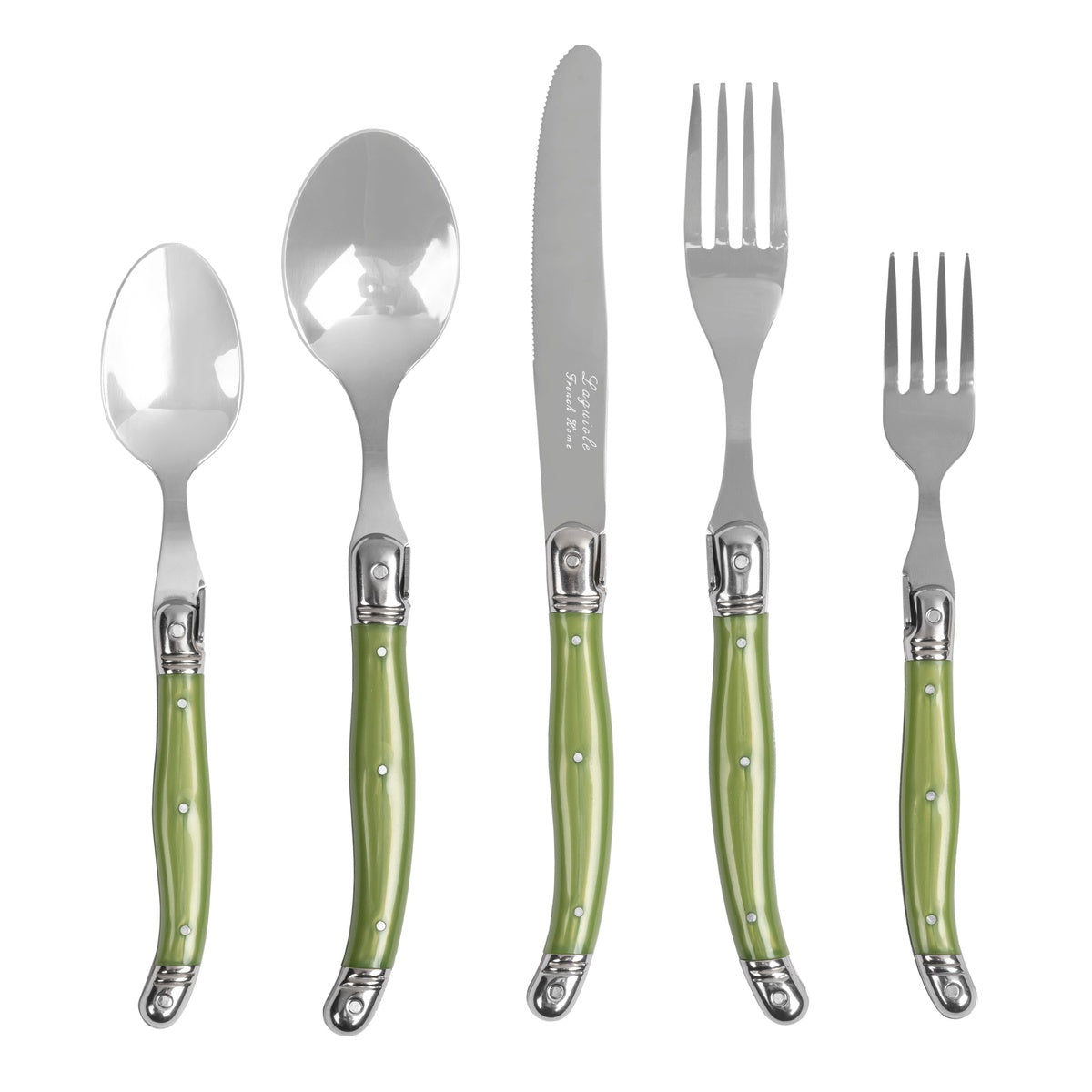  French Home 20-Piece Stainless-Steel Laguiole Flatware Set, Service for 4, Spring Green - Default Title - Bonton