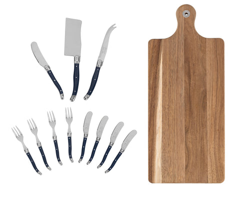 French Home Laguiole 12-Piece Navy Charcuterie Set With Wood Board