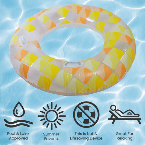 Inflatable Yellow and Orange Mosaic Swimming Pool Ring Float  47-Inch