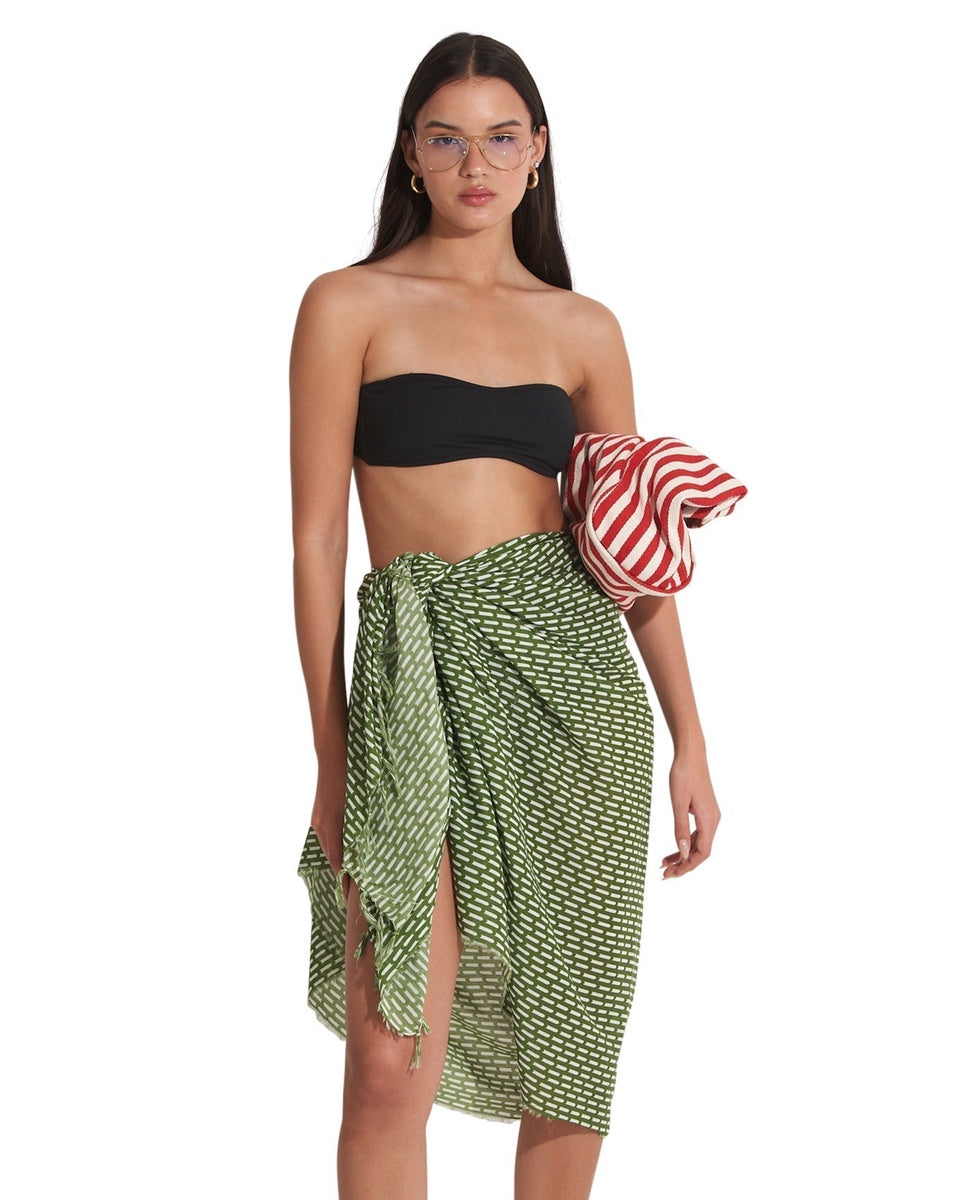  Gottex Beach Life Tetris Cover Up Sarong Wrap Skirt - GOTTEX BEACH LIFE TETRIS GREEN - Bonton