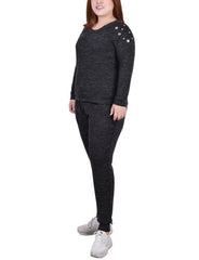 Plus Size Long Sleeve Grommet Jogger Set