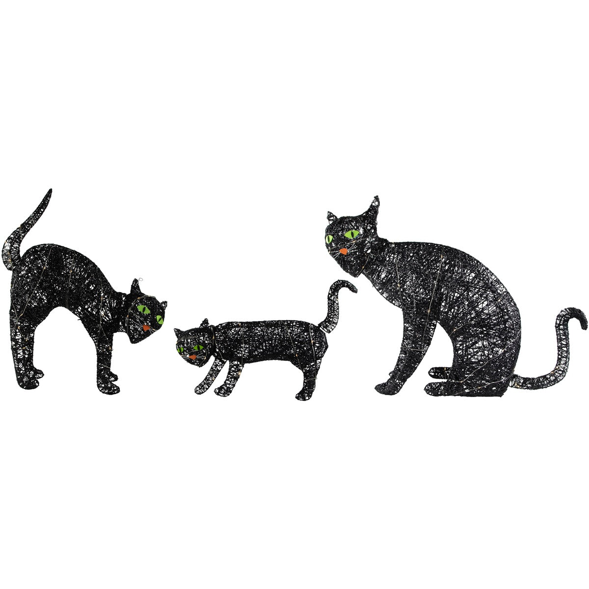  Northlight Set of 3 LED Lighted Black Cat Family Outdoor Halloween Decorations 27.5