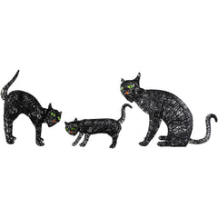 Set of 3 LED Lighted Black Cat Family Outdoor Halloween Decorations 27.5"