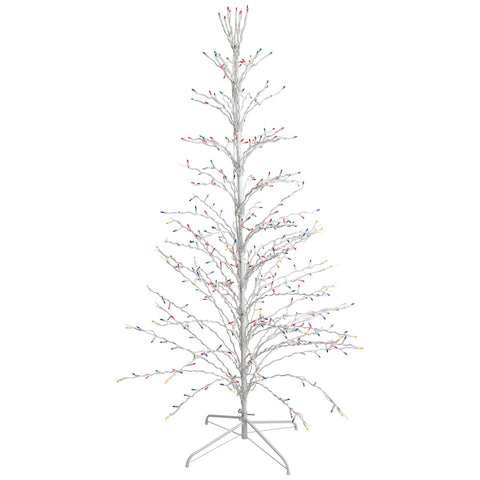 Cascade Twig Tree Outdoor Christmas Decoration - 6' - White - Multi Lights