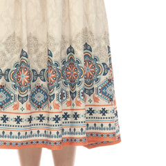 Women's Pleated Skirt With Border Prints