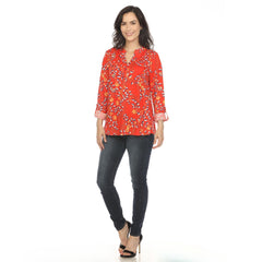 Women's Paisley Button Front Tunic Top