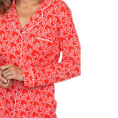 Women's Long Sleeve Heart Print Pajama Set