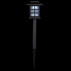 Set of 8 Black Lantern Style Solar Powered LED Pathway Markers  14.25"