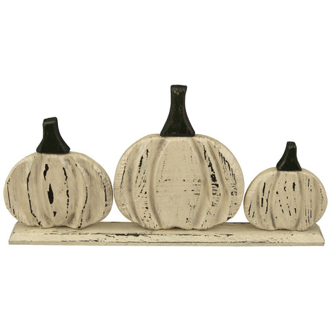 Pumpkin Trio Wooden Fall Harvest Decoration - 15.75"