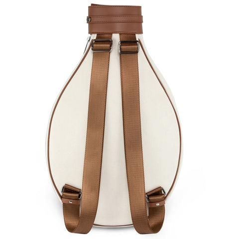Tennis Backpack - Beige Canvas & Leather