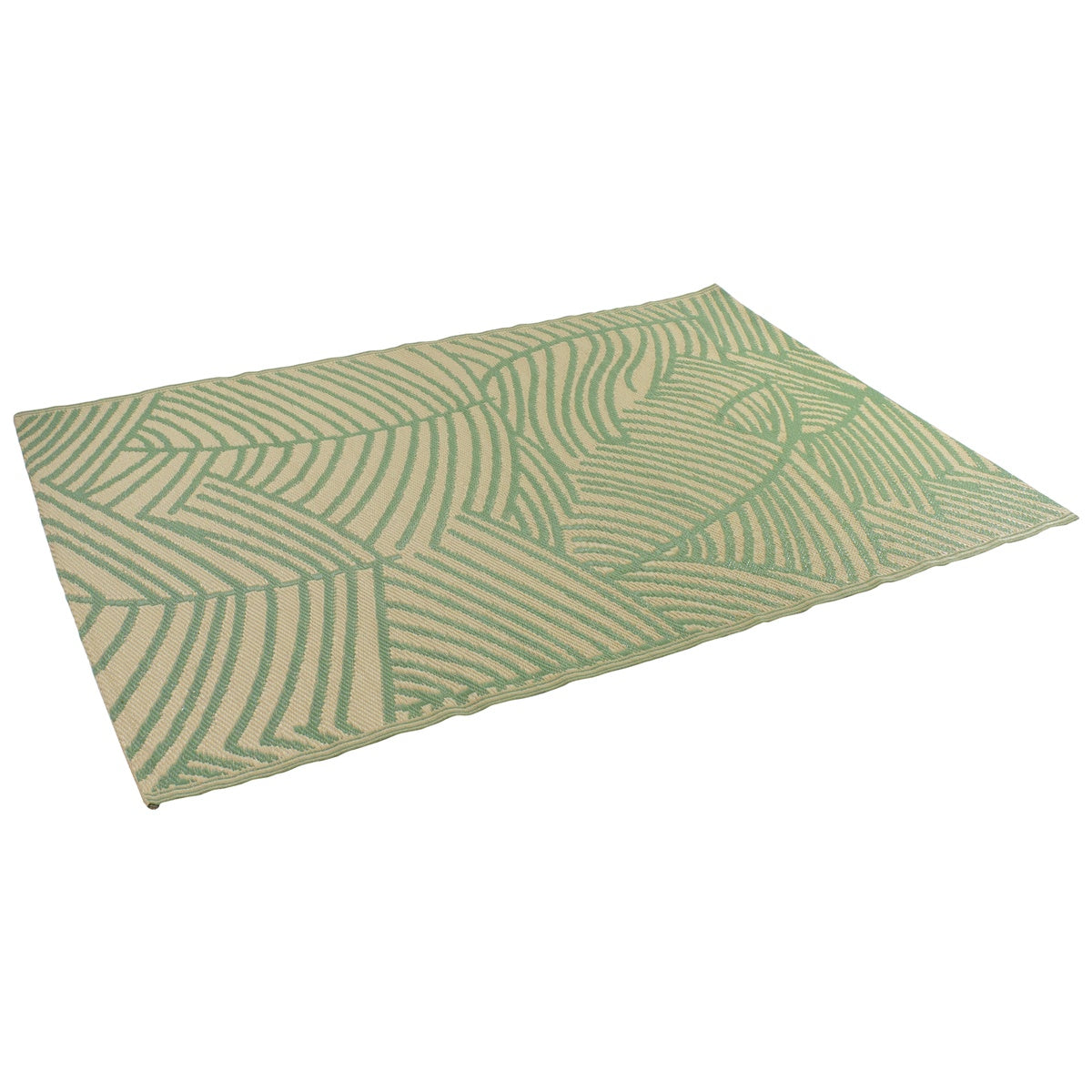  Northlight 4' X 6' Green and Beige Leaf Design Rectangular Outdoor Area Rug - Leaf - Bonton