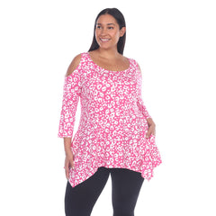 Plus Size Leopard Cold Shoulder Tunic