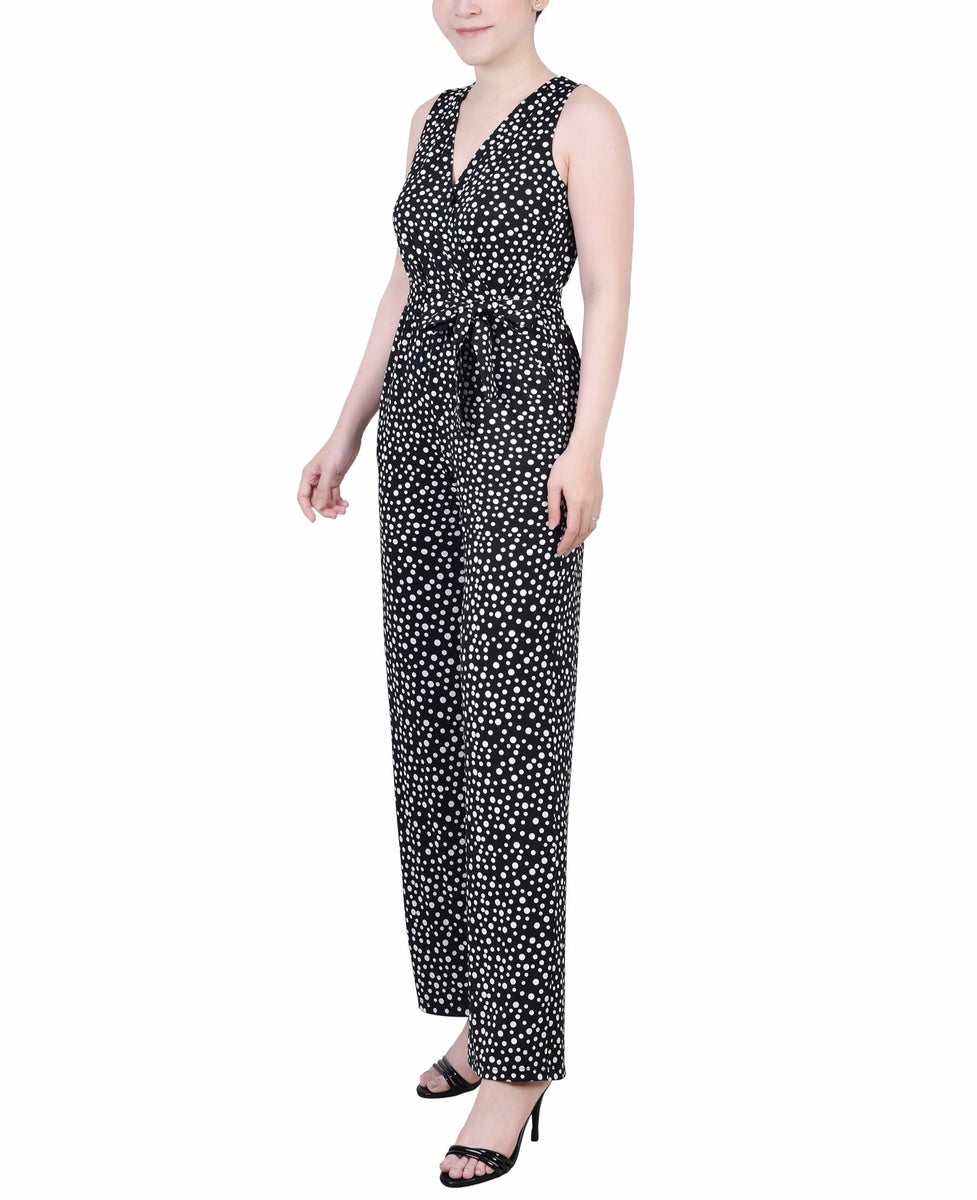  NY Collection Petite Sleeveless Belted Jumpsuit - Night Icemoon - Bonton