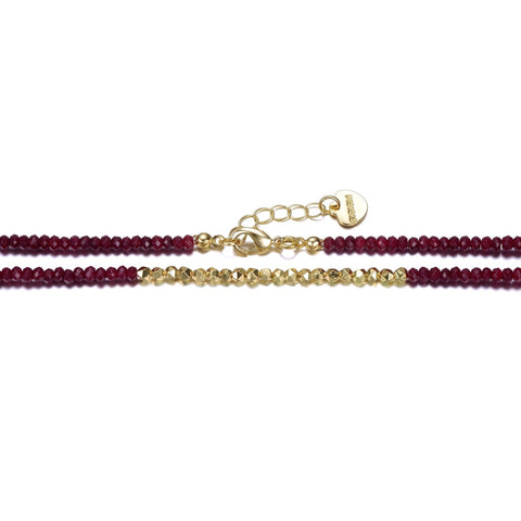 Kids' 14k Gold Plated With Red and Gold Plated Mineral Beads Necklace