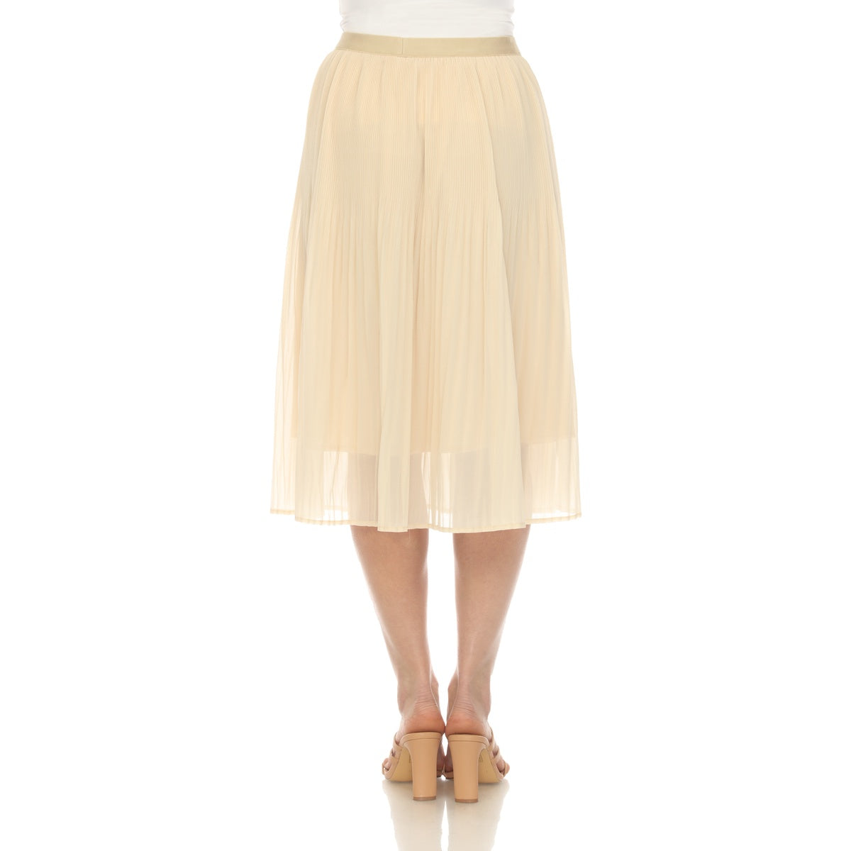  White Mark Women's Chiffon Pleated Midi Skirt - S - Bonton