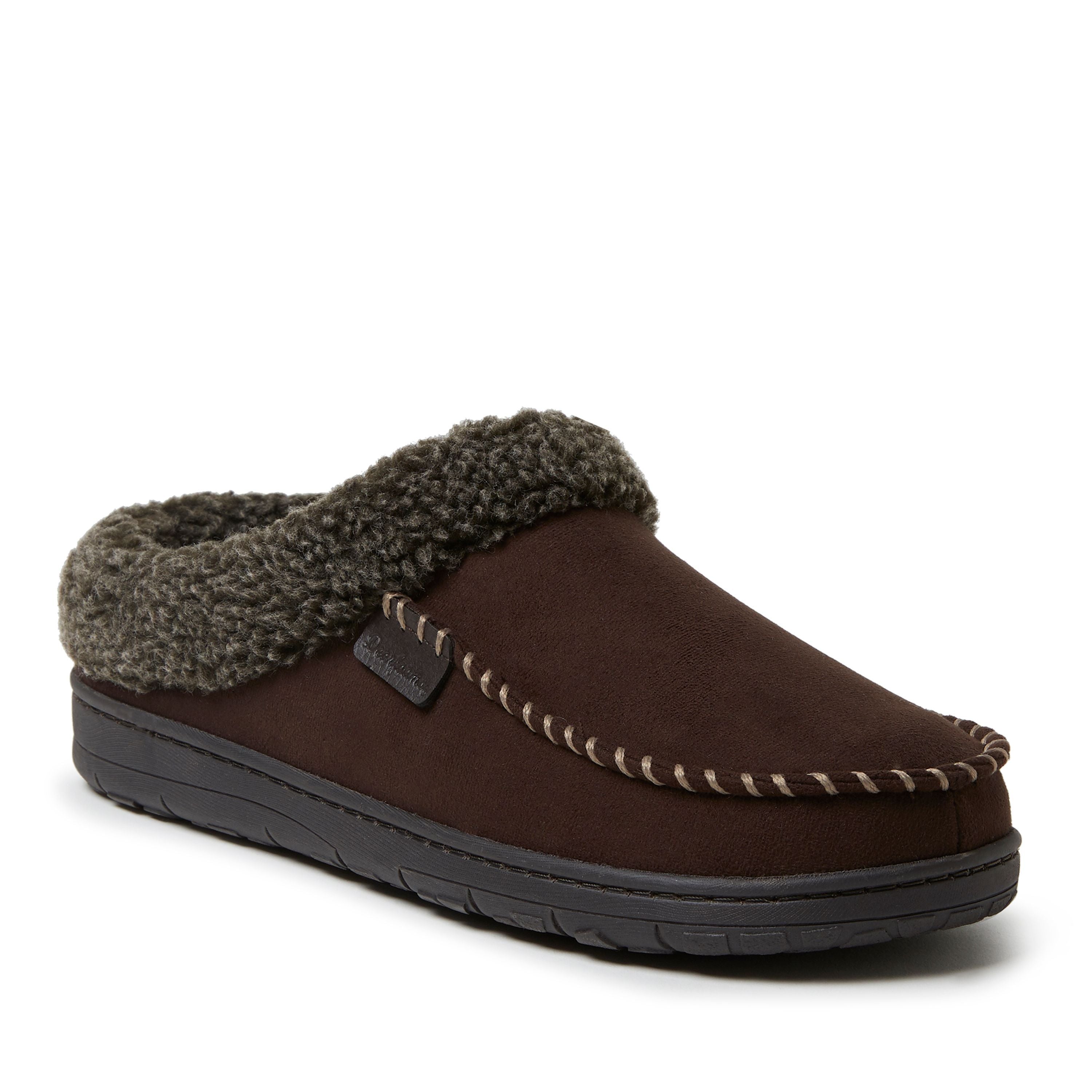  Dearfoams Men's Toby Indoor/Outdoor Microsuede Moccasin Slipper - Brown - Bonton