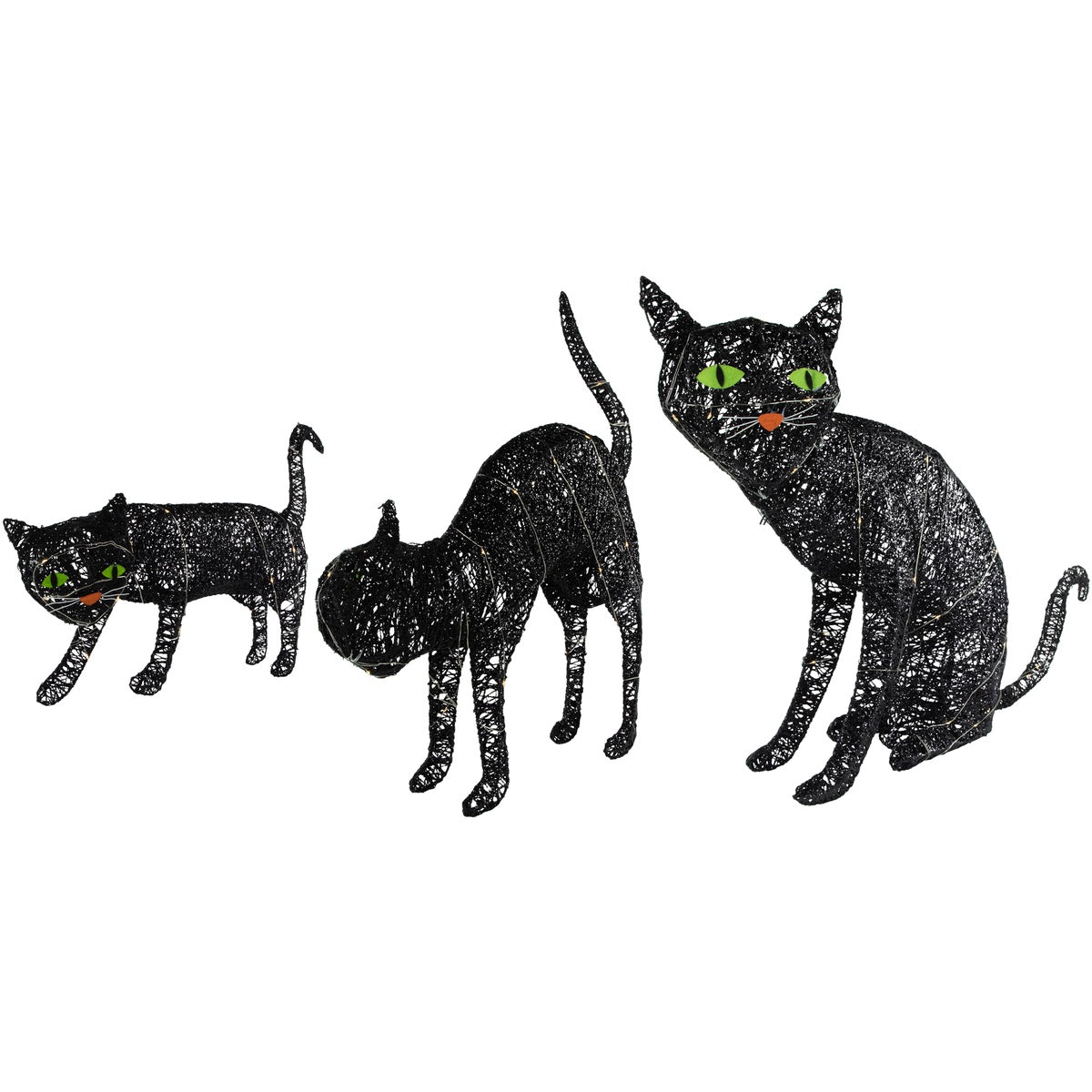  Northlight Set of 3 LED Lighted Black Cat Family Outdoor Halloween Decorations 27.5