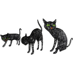 Set of 3 LED Lighted Black Cat Family Outdoor Halloween Decorations 27.5"