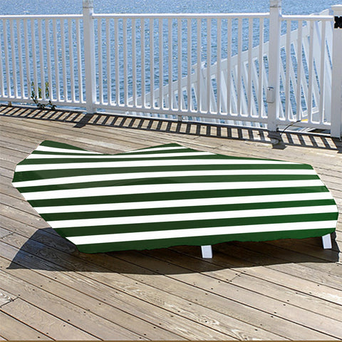 81" Green and White Reversible Lounge Chair Cover
