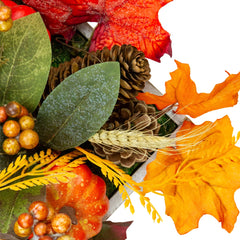 Autumn Harvest Arrangement in a "Thankful" Rustic Wooden Box Centerpiece - 21"